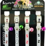 Smarty Pet Adjustable Soft Silicon Safety Buckle Bone Print Collar with Bell