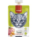 WANPY Tasty Meat Paste Cat Treats with Tuna Chicken & Carrot Flavor, 90g