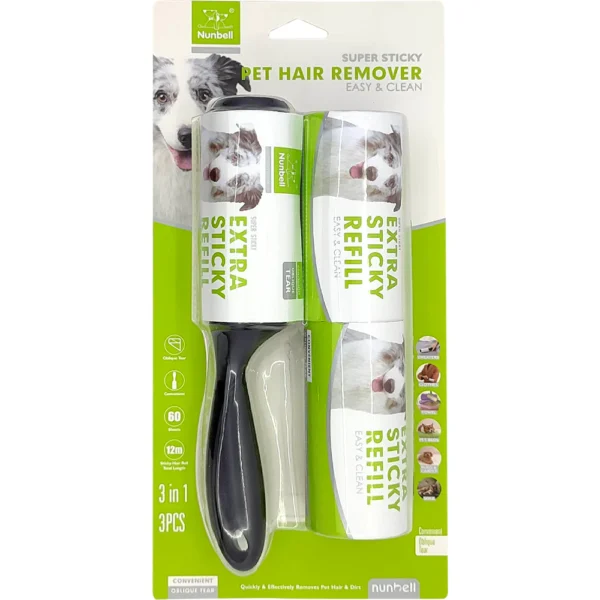 Nunbell Extra Sticky Lint Roller Refill Set for Dog,Cat and Small Animals with 2 Extra Refills - Image 1