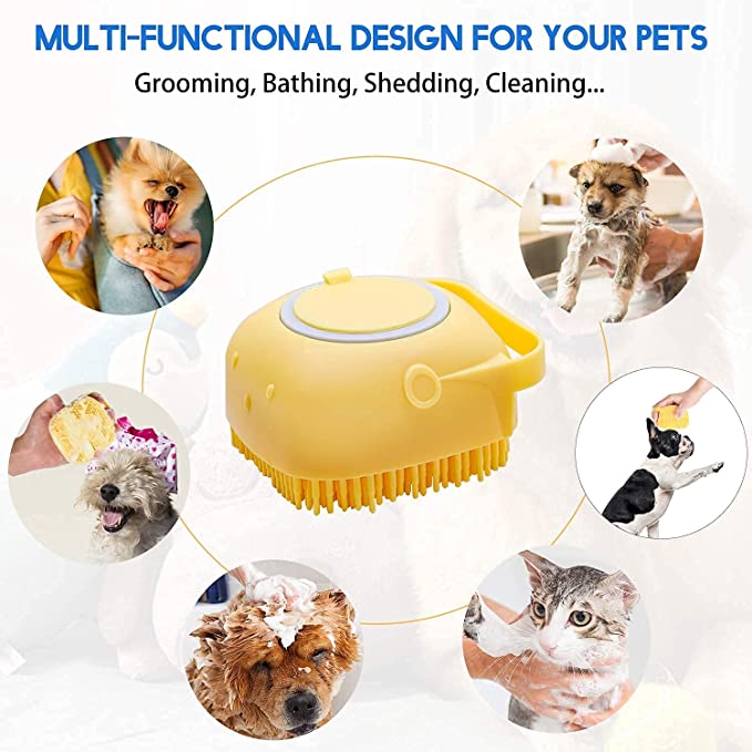 Cat Dog Bath Brush Body Scrubber Shampoo Dispenser Tick Remover for Shower  Bathing and Shedding Soft Silicone Bristles Brushes Groomers for Pet Puppy  Dogs Cat Rabbit Horse (Multicolor 1 pcs) - Myakat |