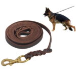 Genuine Leather Dog Leash 7 Foot Long 1/2 Inch Wide Dog Training Leash Lead Strong Durable Dog Slip Lead